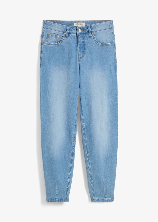 Blugi barrel cropped cu talie înaltă, stretch