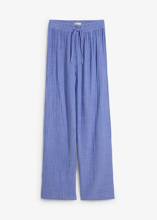 Pantalon palazzo rayé, Couleur: bleu mauve/bleu gentiane rayé