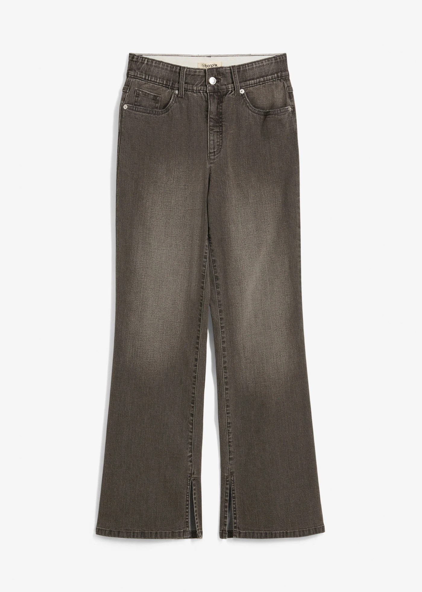 Straight jeans, high waist, split • lichtgrijs denim • bonprix online shop