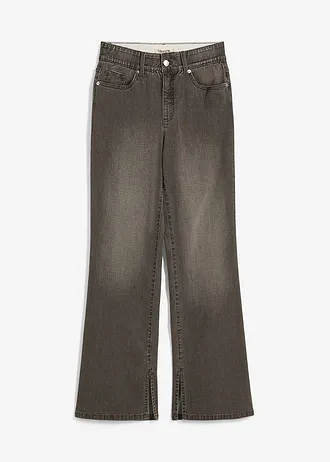 Straight jeans, high waist, split • lichtgrijs denim • bonprix online shop