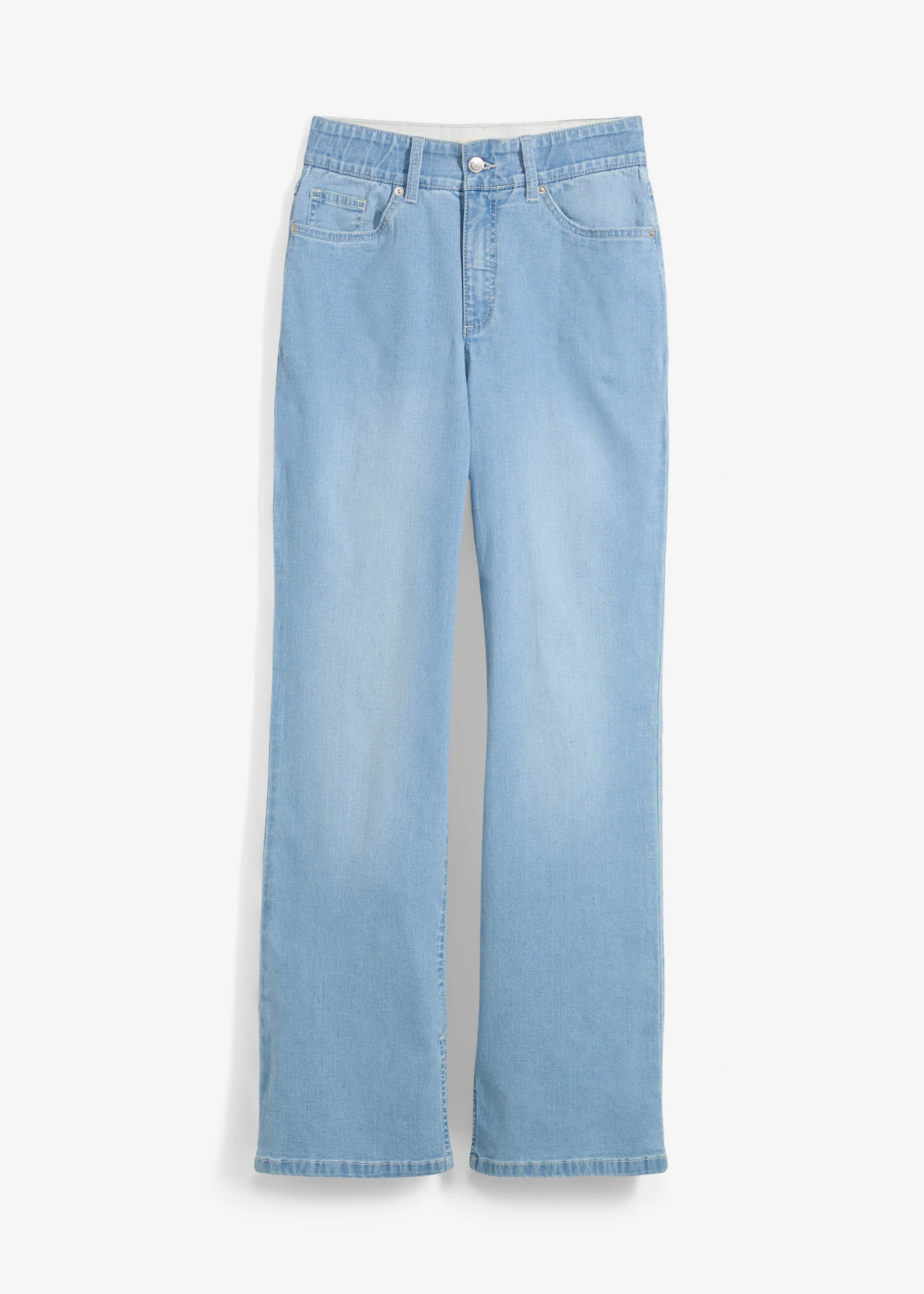 Straight jeans, high waist, split • ijsblauw denim • bonprix online shop