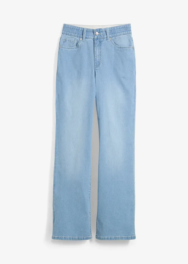 Straight jeans, high waist, split • ijsblauw denim • bonprix online shop