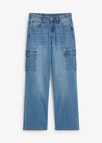 Jean droit et extensible, coupe loose, taille réglable • denim bleu clair • Boutique bonprix