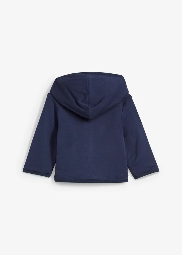 Reversible baby sweatvest met capuchon, Kleur: donkerblauw-wolwit