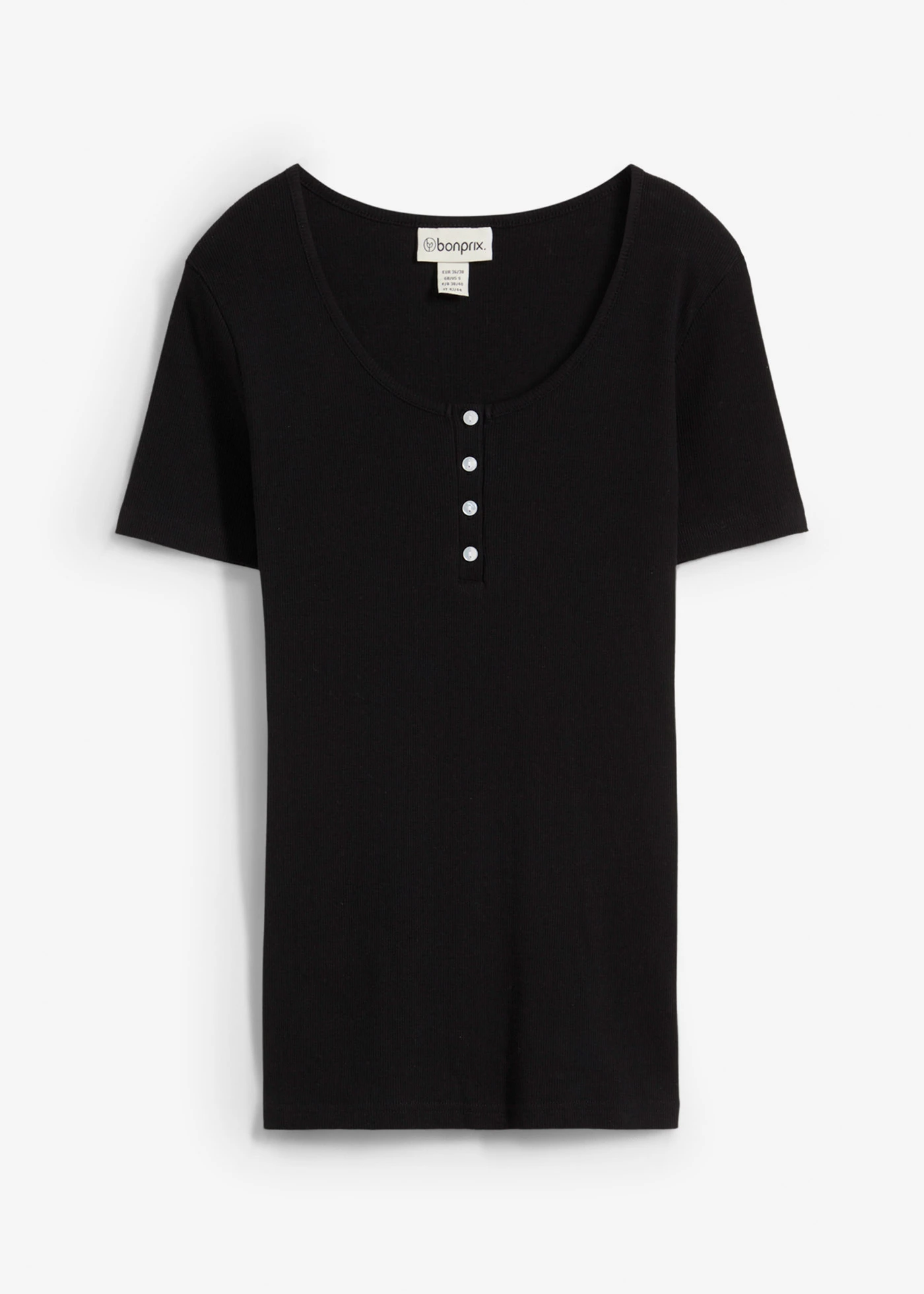 Henley póló tiszta bio-pamutból • fekete • bonprix áruház