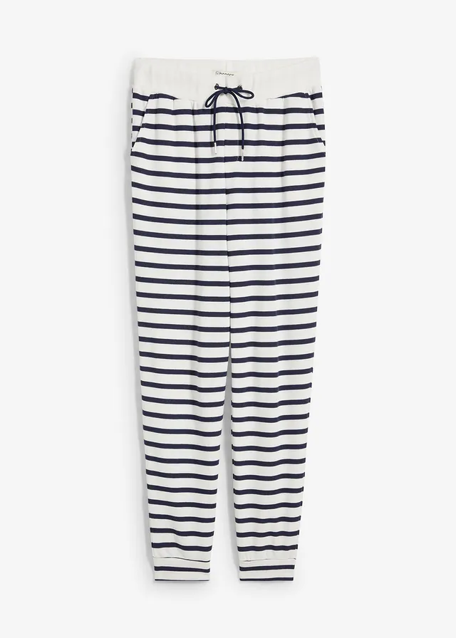 Pantaloni casual • ecru/bleumarin dungat • magazin bonprix