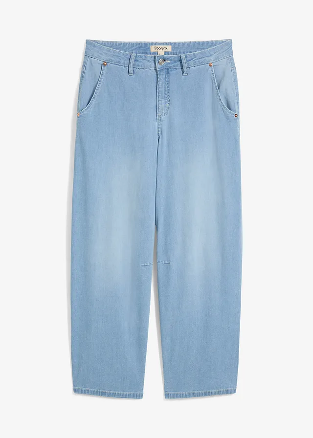 Blugi Balloon Mid Waist Super Soft, cropped