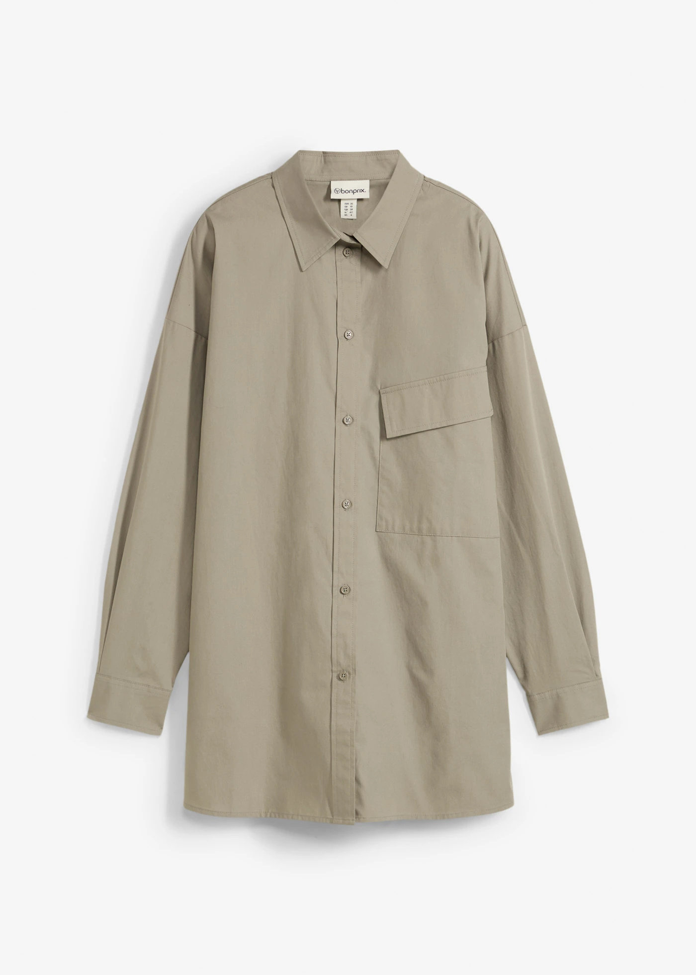 Lange blouse van katoen • rookolijfgroen • bonprix online shop