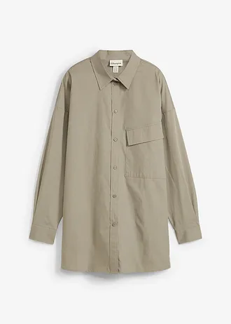 Lange blouse van katoen • rookolijfgroen • bonprix online shop