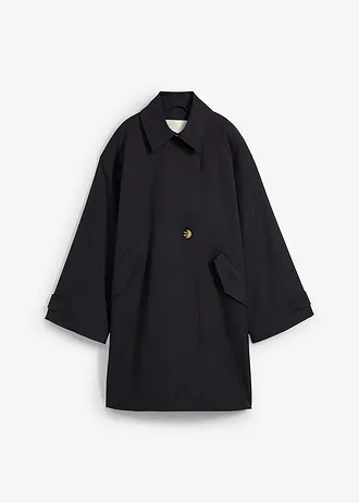 Trenchcoat in A-lijn, Kleur: zwart