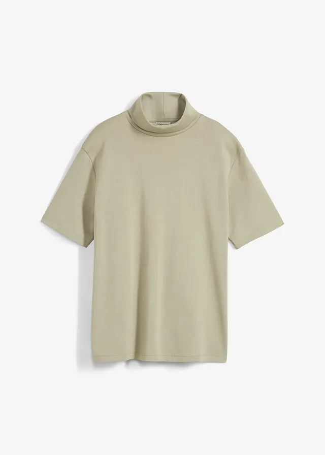 T-shirt col roulé 100% coton, Couleur: gris vert