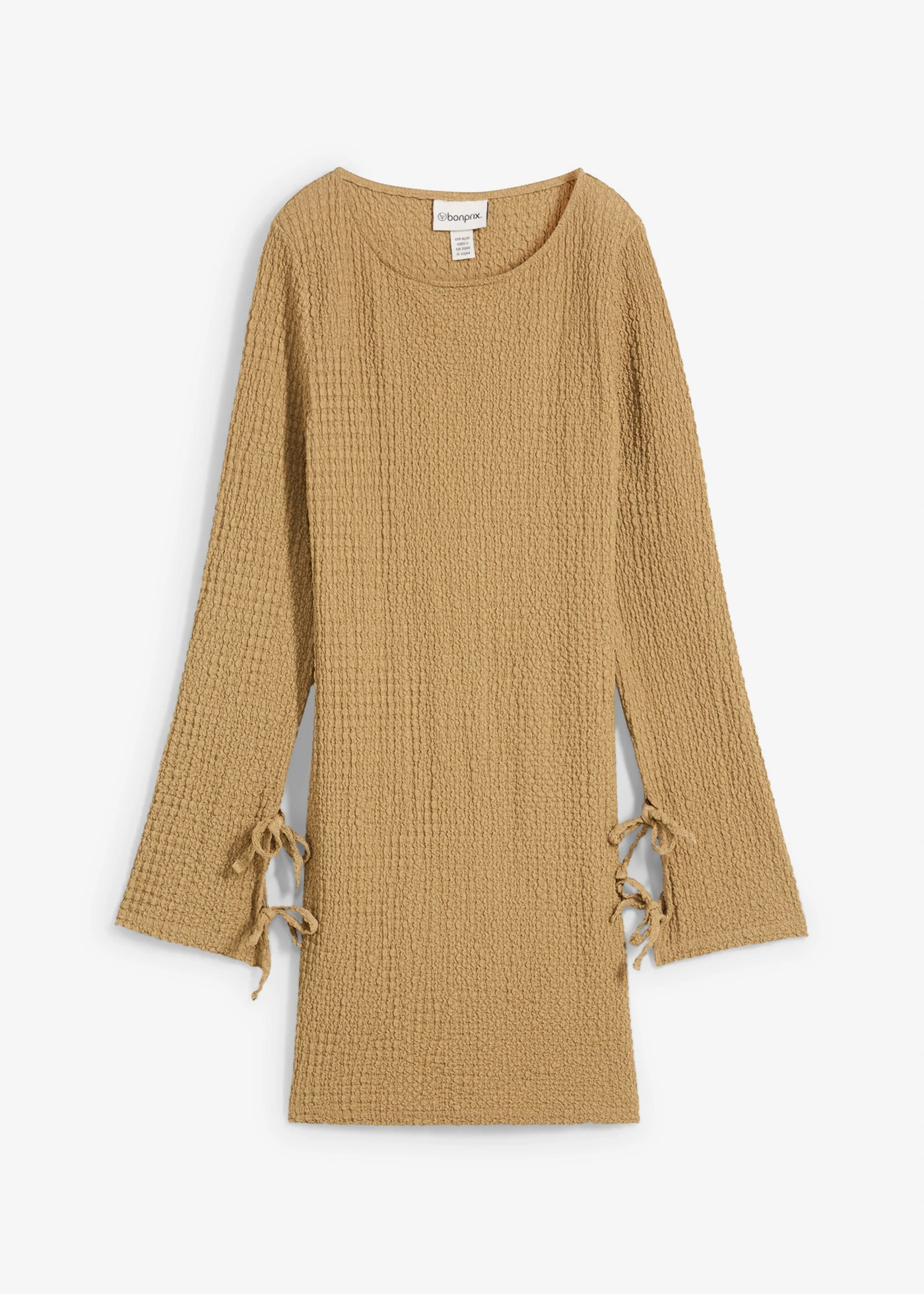 Mini jurk van gestructureerde crêpe • kakibruin • bonprix online shop