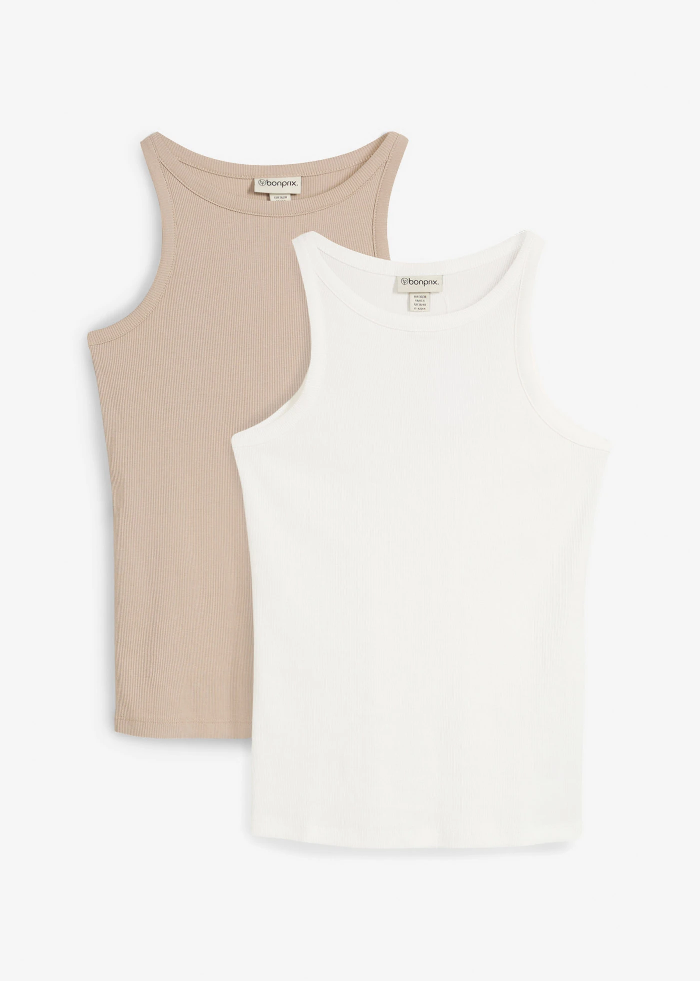 Geribde top van biologisch katoen (set van 2) • wolwit-natuursteen • bonprix online shop