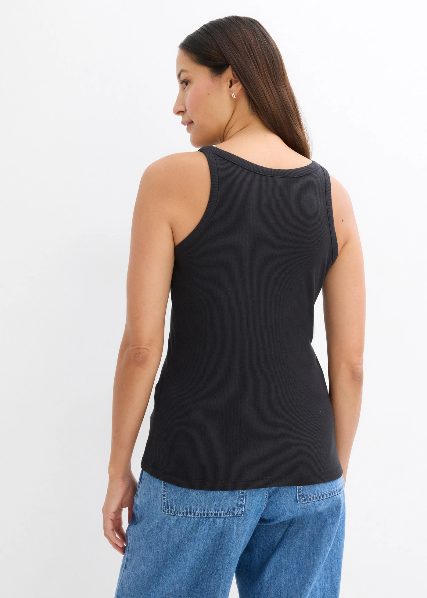 Žebrový top z čisté organické bavlny (2 ks v balení) • bílá + černá • bonprix obchod