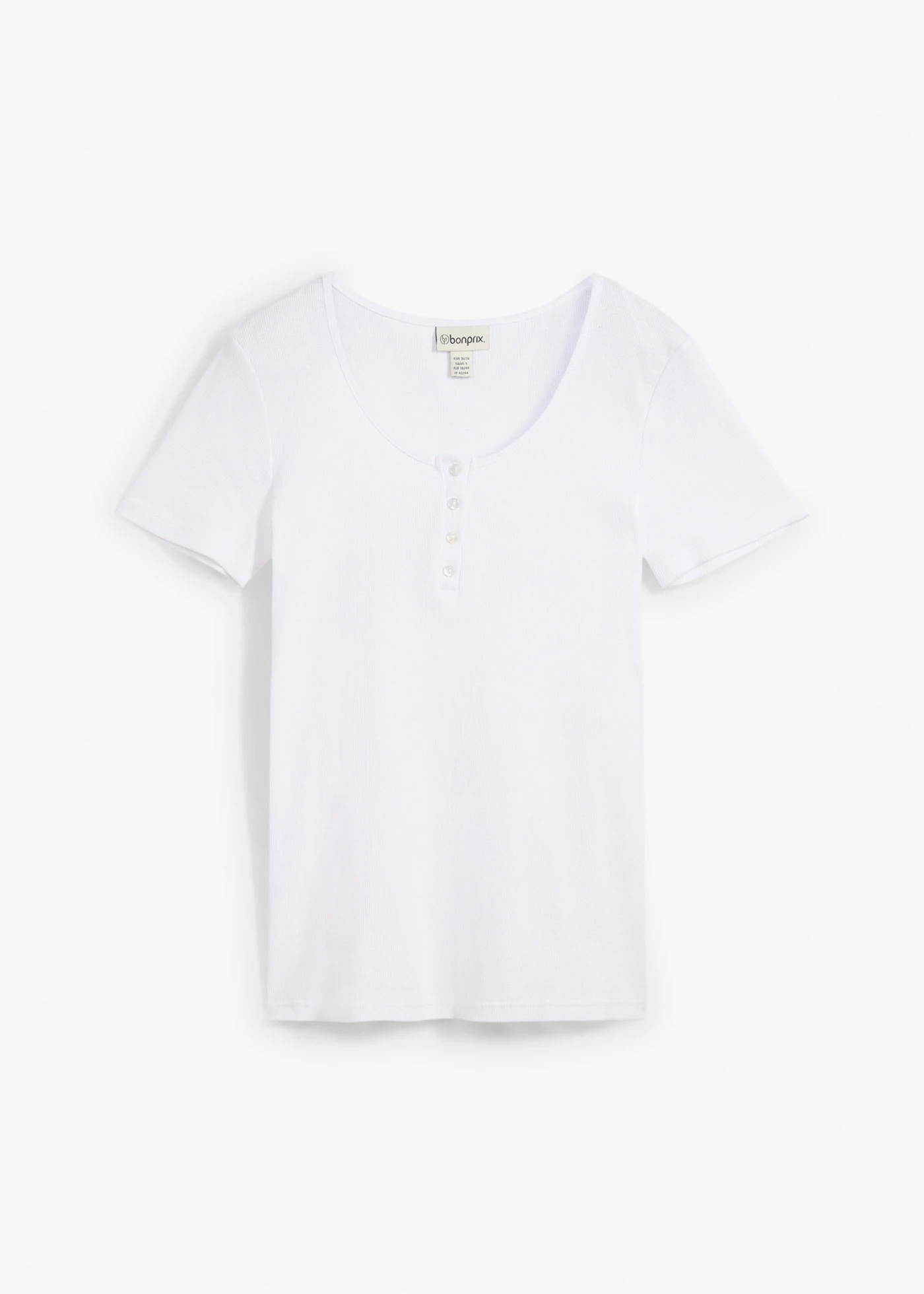 Bluzka z dekoltem henley z czystej bawełny organicznej • biały • sklep bonprix