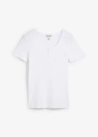 Henley shirt van biologisch katoen • wit • bonprix online shop