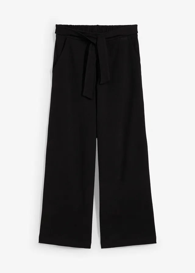 Pantaloni culotte cu talie elastică, din bumbac organic • negru • magazin bonprix