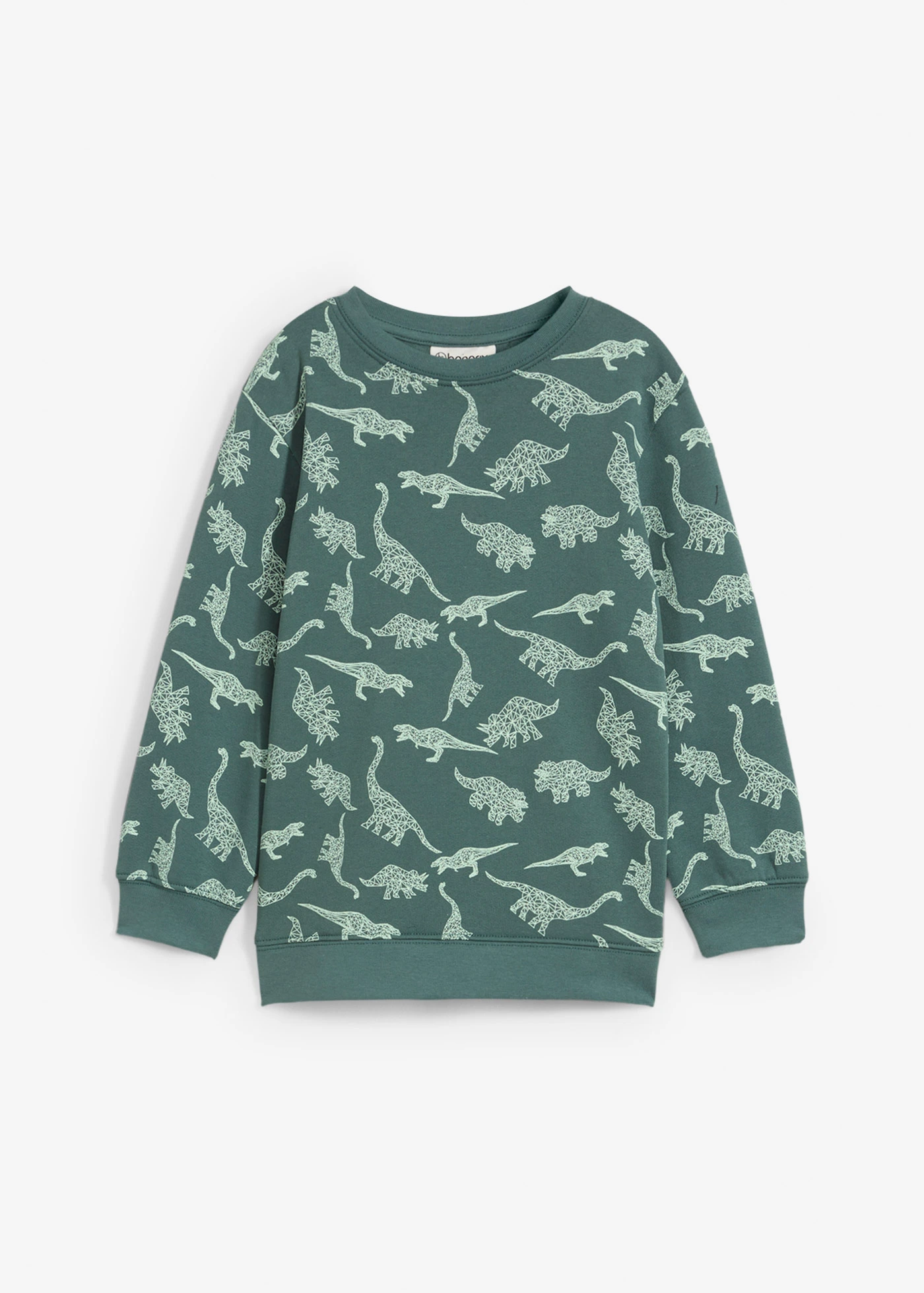 Sweat-shirt à capuche en coton mélangé doux • gris vert imprimé • Boutique bonprix