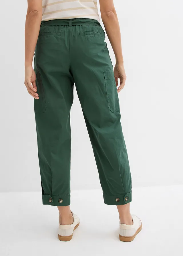 Pantalon cargo raccourci, Couleur: vert feuille