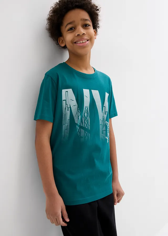 T-shirt van biologisch katoen, Kleur: petrol
