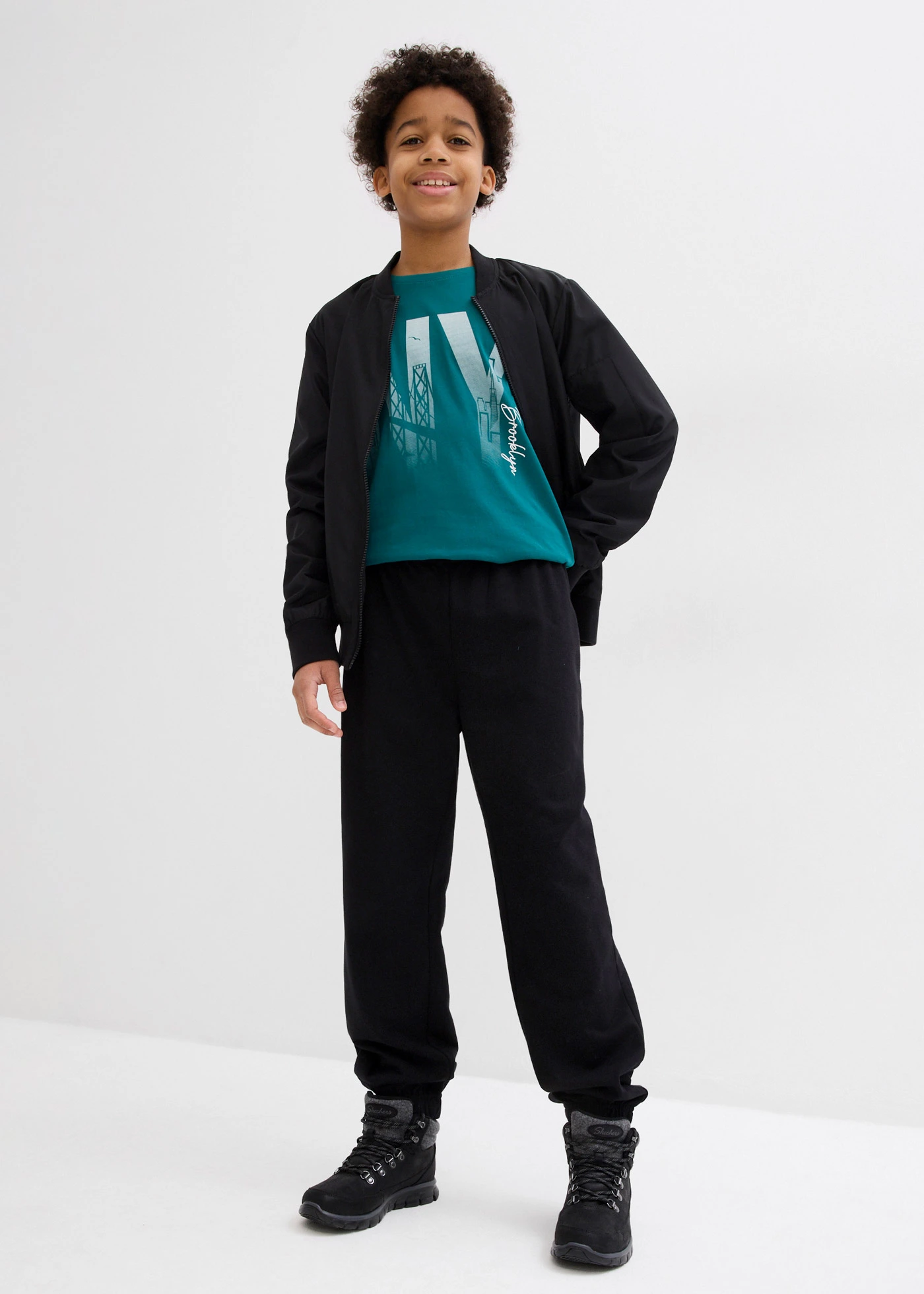 T-shirt 100% coton • pétrole imprimé • Boutique bonprix