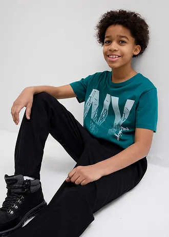 T-shirt 100% coton • pétrole imprimé • Boutique bonprix