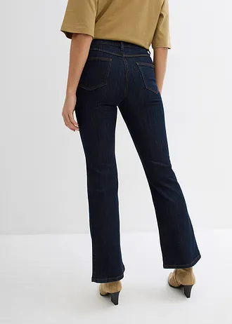 Jeansy ze stretchem o kroju bootcut, mid waist, kolor: granatowy