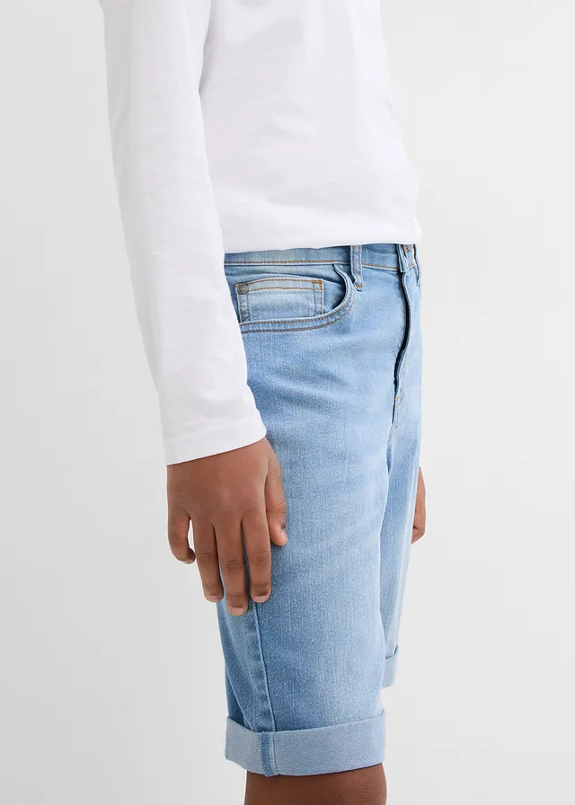 Bermuda en jean extensible à taille réglable, slim • bleu clair denim • product-page.page-title-suffix