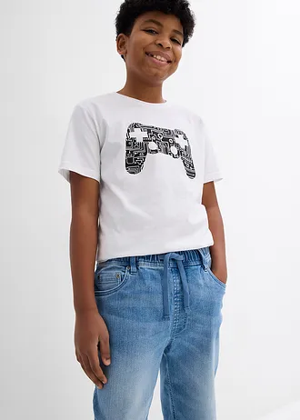 Chlapecké dlouhé bermudy bez zapínání, Slim Fit • světle modrý denim • bonprix obchod