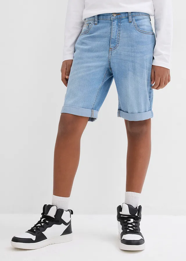 Bermuda en jean extensible à taille réglable, slim • bleu clair denim • product-page.page-title-suffix
