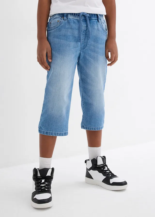 Bermuda long en jean, taille extensible, slim • bleu clair denim • product-page.page-title-suffix