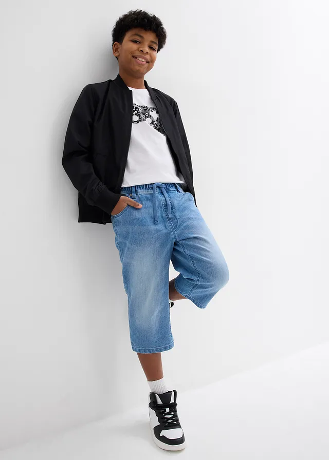 Jongens lang instap jeans bermuda, slim fit • lichtblauw denim • product-page.page-title-suffix