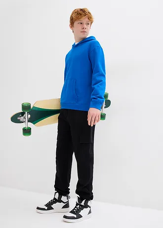 Bluza z kapturem z miękkiej mieszanki bawełny • lazurowy • sklep bonprix