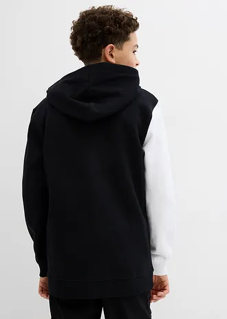 Jachetă casual cu glugă Loose Fit din bumbac organic 100% • negru-alb-gri deschis melanj • magazin bonprix