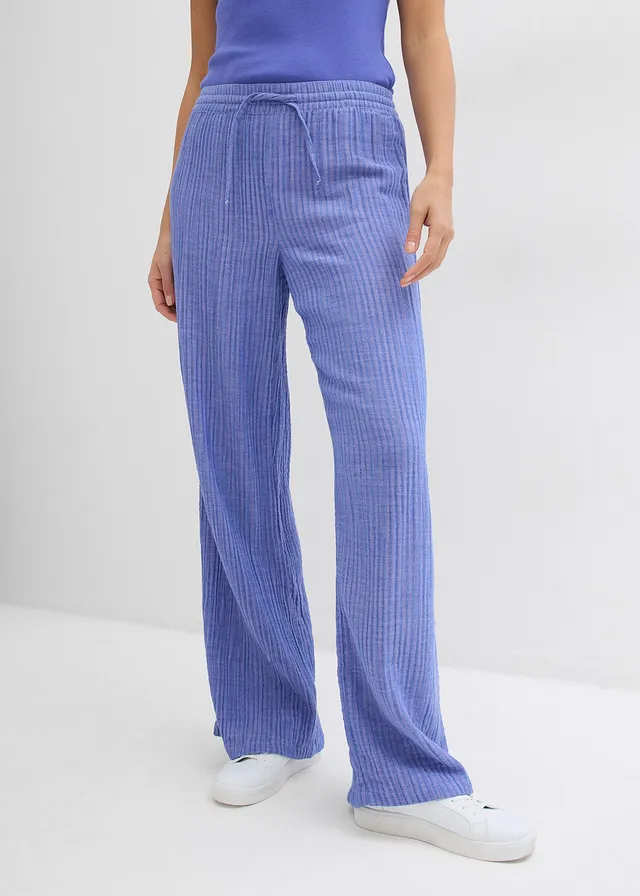Pantalon palazzo rayé, Couleur: bleu mauve/bleu gentiane rayé