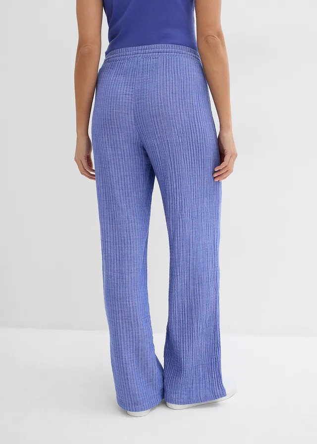 Pantalon palazzo rayé, Couleur: bleu mauve/bleu gentiane rayé