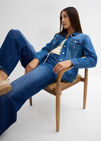 Kurtka dżinsowa ze sztrasami • niebieski denim "used" • bonprix obchod