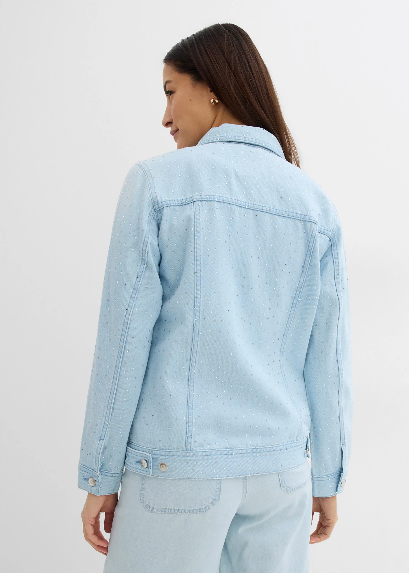 Kurtka dżinsowa ze sztrasami • lodowy niebieski denim "used" • bonprix obchod