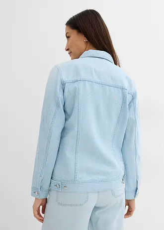 Kurtka dżinsowa ze sztrasami • lodowy niebieski denim "used" • bonprix obchod