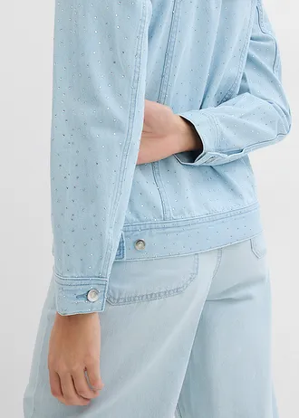 Kurtka dżinsowa ze sztrasami • lodowy niebieski denim "used" • bonprix obchod