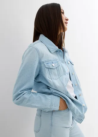 Kurtka dżinsowa ze sztrasami • lodowy niebieski denim "used" • bonprix obchod