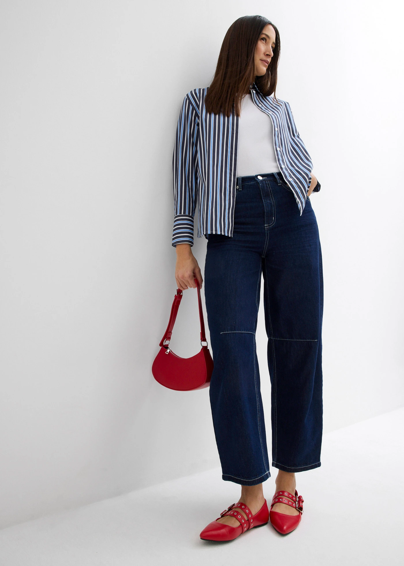 Lot de 2 tops côtelés 100% coton • écru-grès • Boutique bonprix