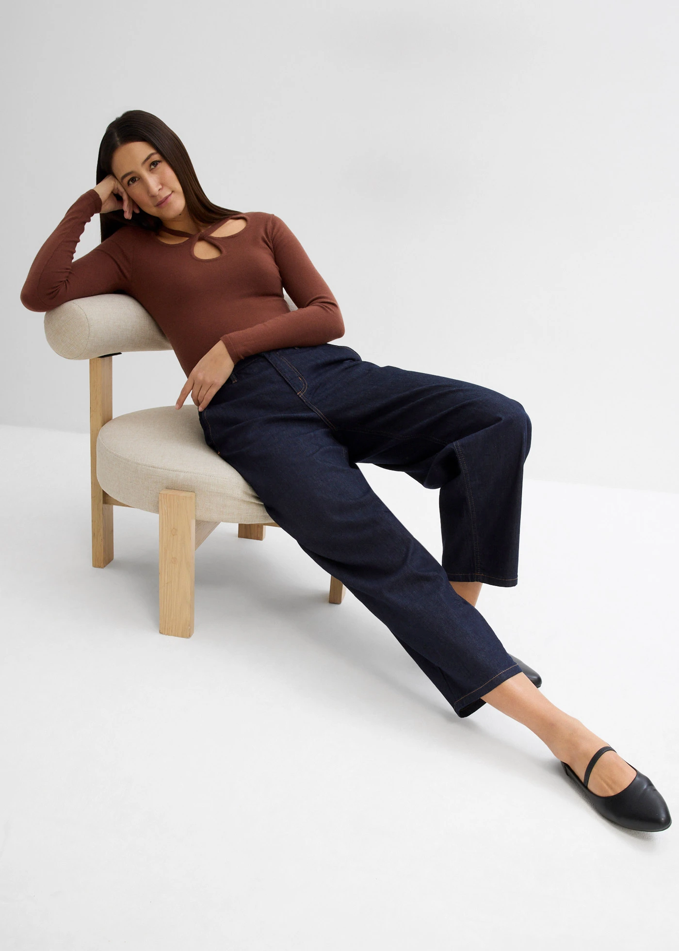 Balonové džíny, Mid Waist, Super Soft, zkrácené • nočně modrý denim • bonprix obchod