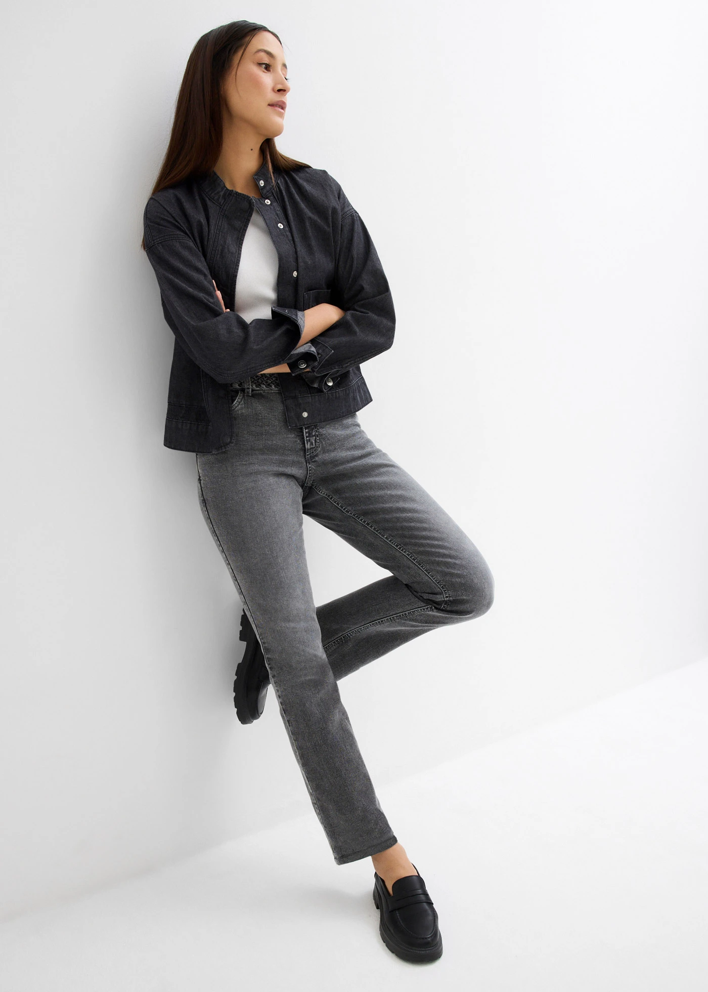 Maiou ripsat din bumbac organic 100% (set/2 buc.) • alb/negru • magazin bonprix