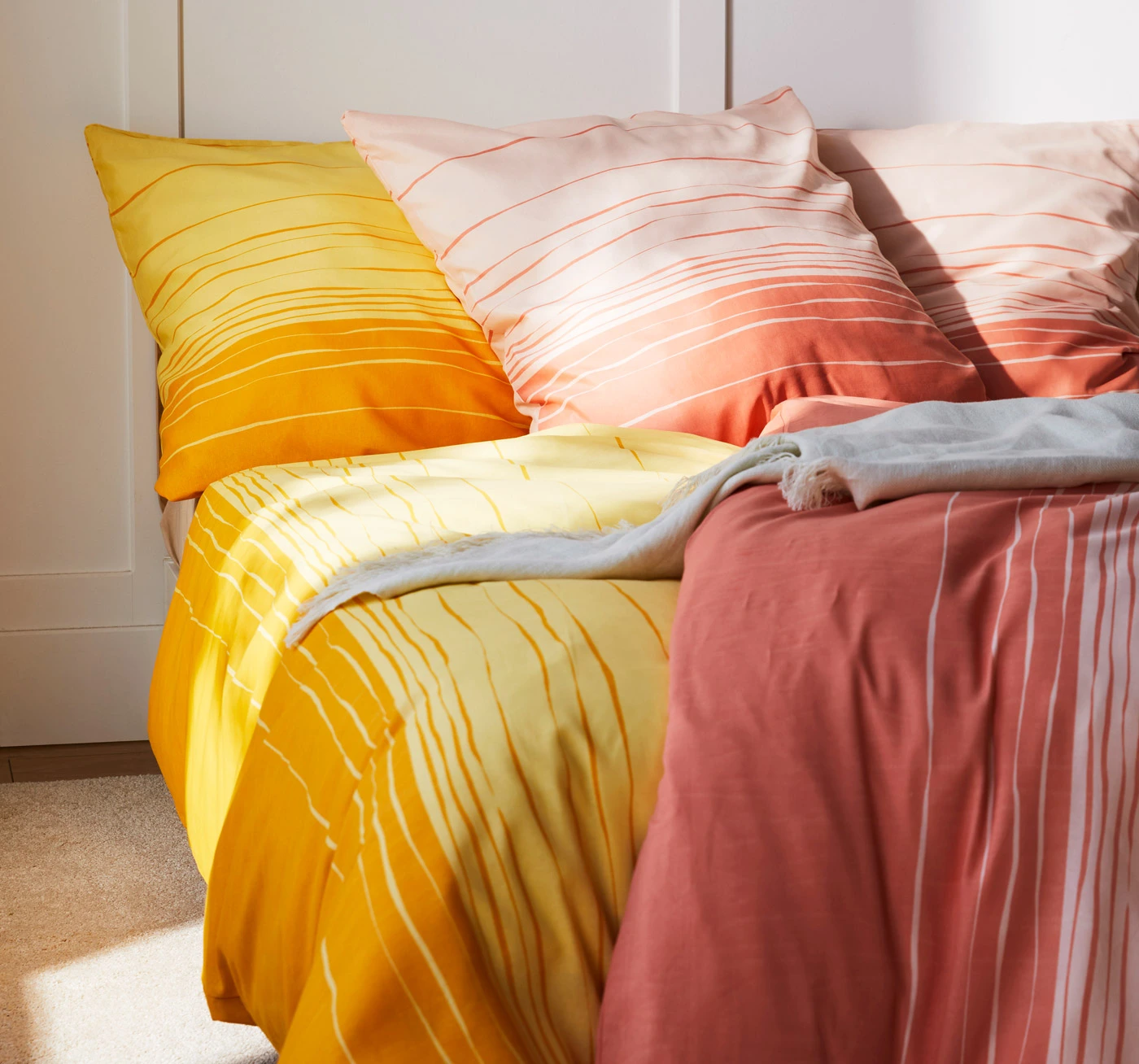 Dekbedovertrek in lentekleuren • koraal • bonprix online shop