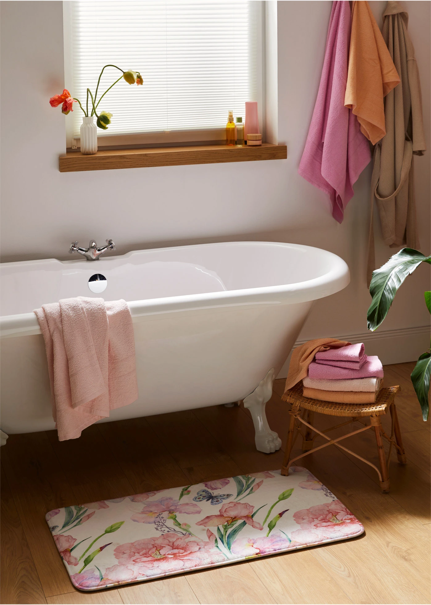 Badmat met memory foam • roze gebloemd • bonprix online shop