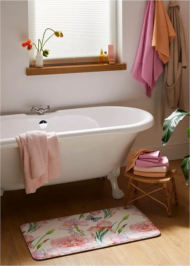 Badmat met memory foam, Kleur: roze gebloemd