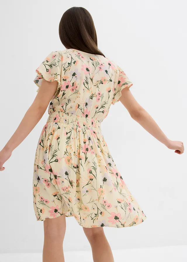Mini jurk van soepele viscose, Kleur: naturel-soft roze gebloemd