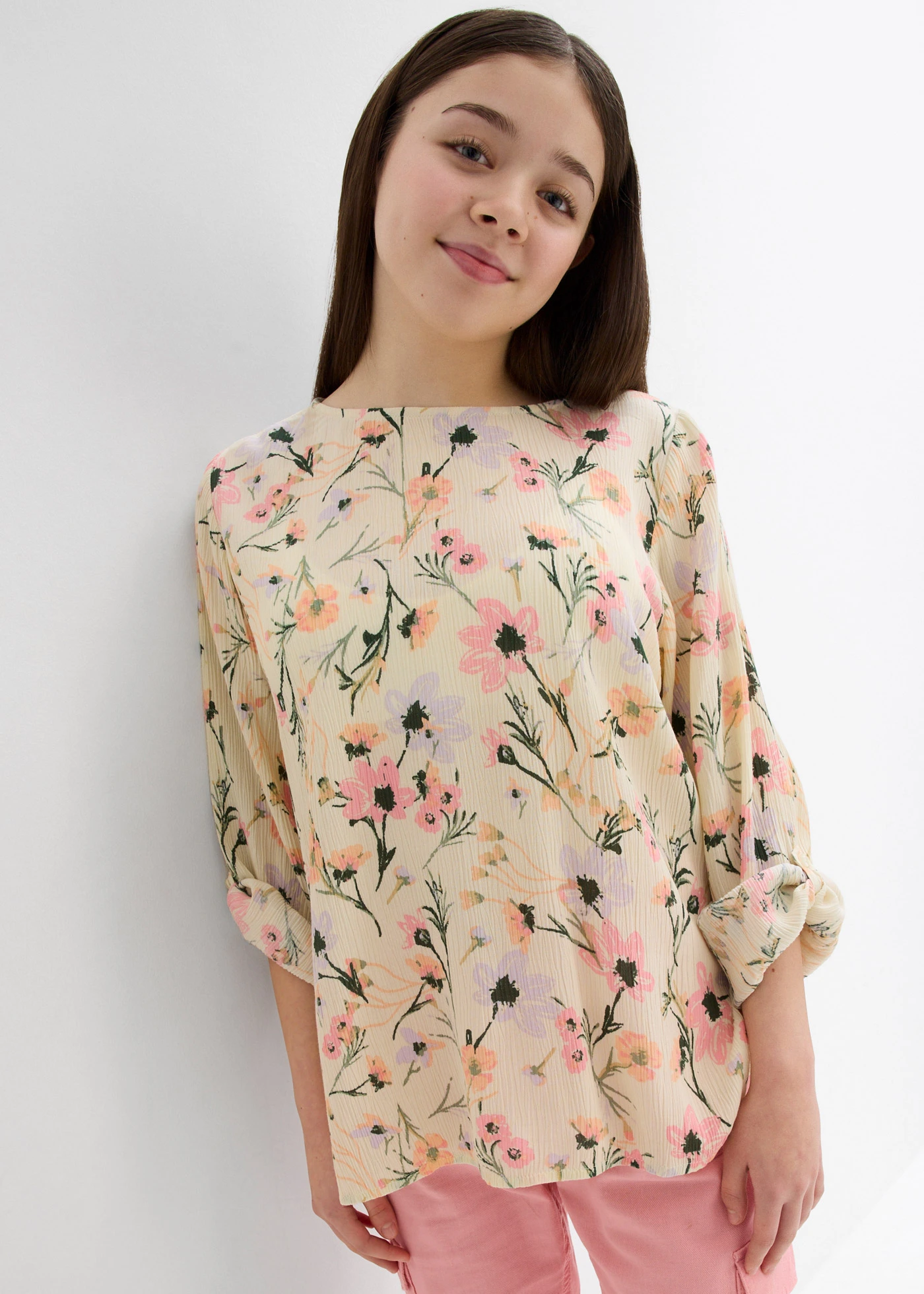 Tuniek blouse van soepelvallende viscose • naturel-soft roze gebloemd • bonprix online shop
