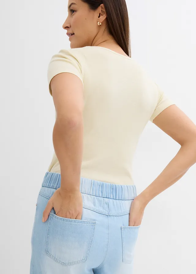 Wide leg jeans, mid waist, comfortabele band • ijsblauw denim used • product-page.page-title-suffix